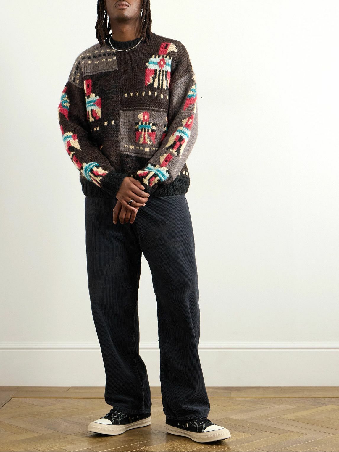 KAPITAL - Jacquard-Knit Wool Sweater - Brown