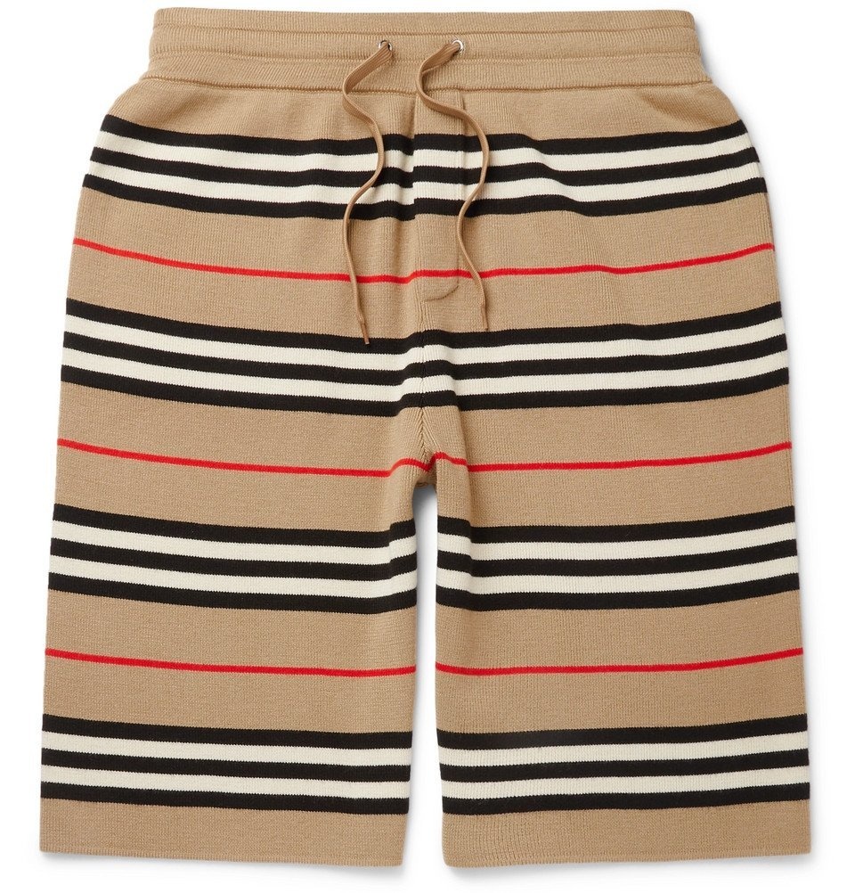 Burberry - Striped Merino Wool Drawstring Shorts - Camel Burberry
