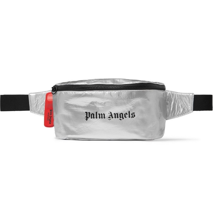 Photo: Palm Angels - Logo-Print Shell Belt Bag - Silver