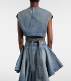 Alaïa Belted denim crop top