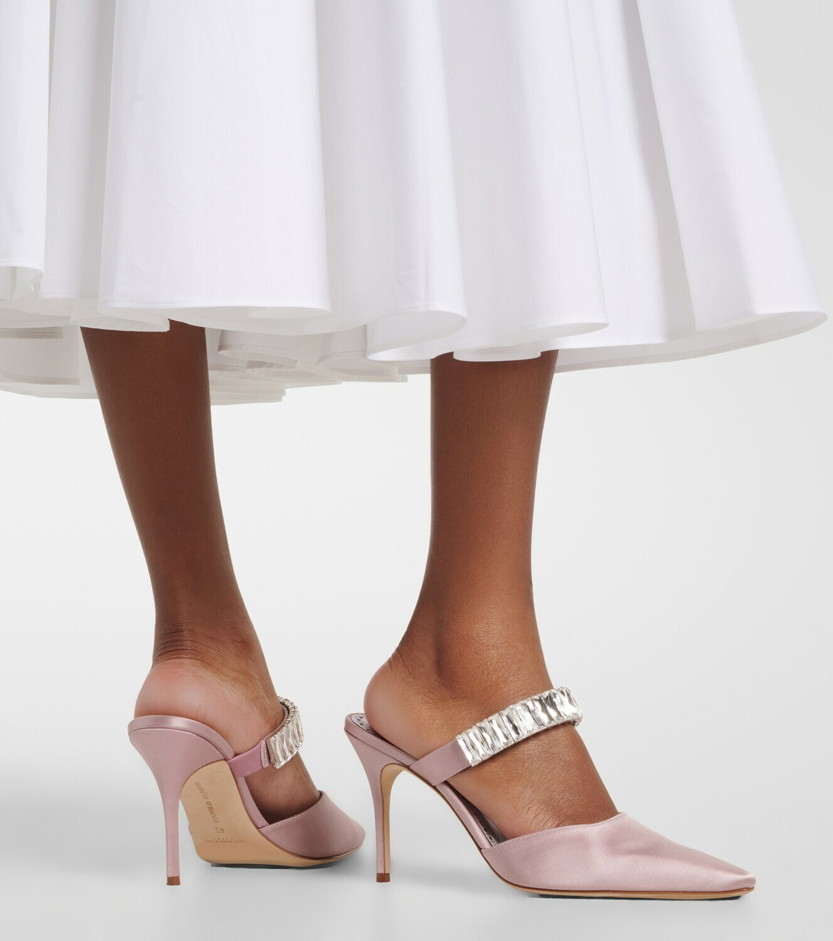 Manolo Blahnik Zumbon embellished satin mules