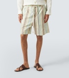 Commas Striped hemp and cotton Bermuda shorts