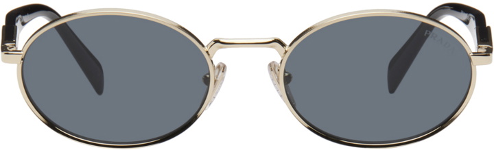 Photo: Prada Eyewear Gold & Black Oval Sunglasses
