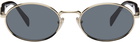 Prada Eyewear Gold & Black Oval Sunglasses