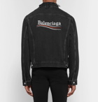 Balenciaga - Logo-Embroidered Distressed Denim Jacket - Men - Black