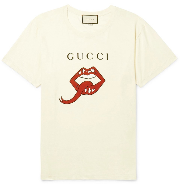 Photo: Gucci - Printed Cotton-Jersey T-Shirt - Men - White