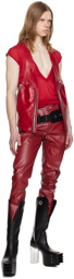 Rick Owens Red Bauhaus Leather Vest