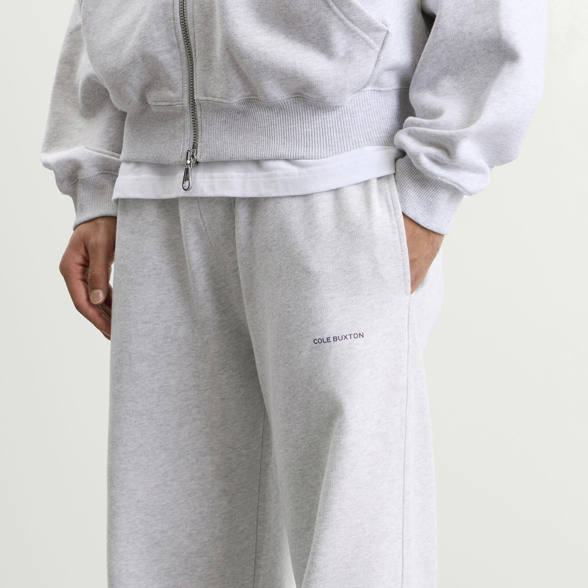 Cole Buxton Men's Mini Logo Sweatpants in Light Grey Marl