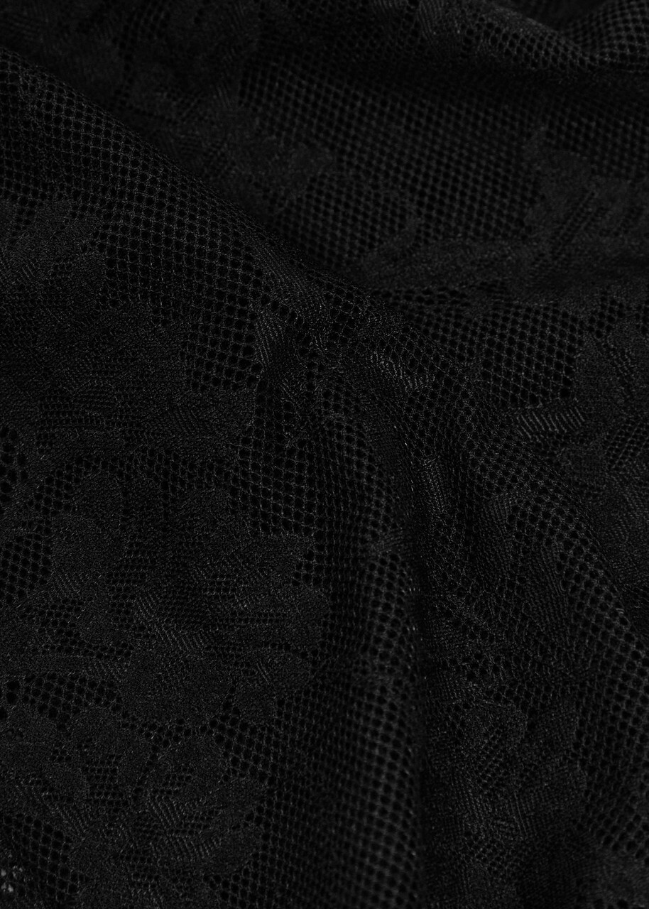 Norma Kamali Floral Guipure Lace Trousers Black