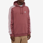 Adidas Men's 3 Stripe Hoody in Quiet Crimson