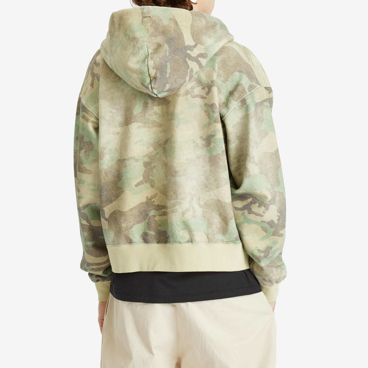 BEAMS Men's Faded Print Zip Up Hoodie in Woodland Beams Boy