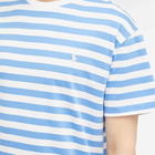 Polo Ralph Lauren Men's Stripe T-Shirt in Summer Blue/White