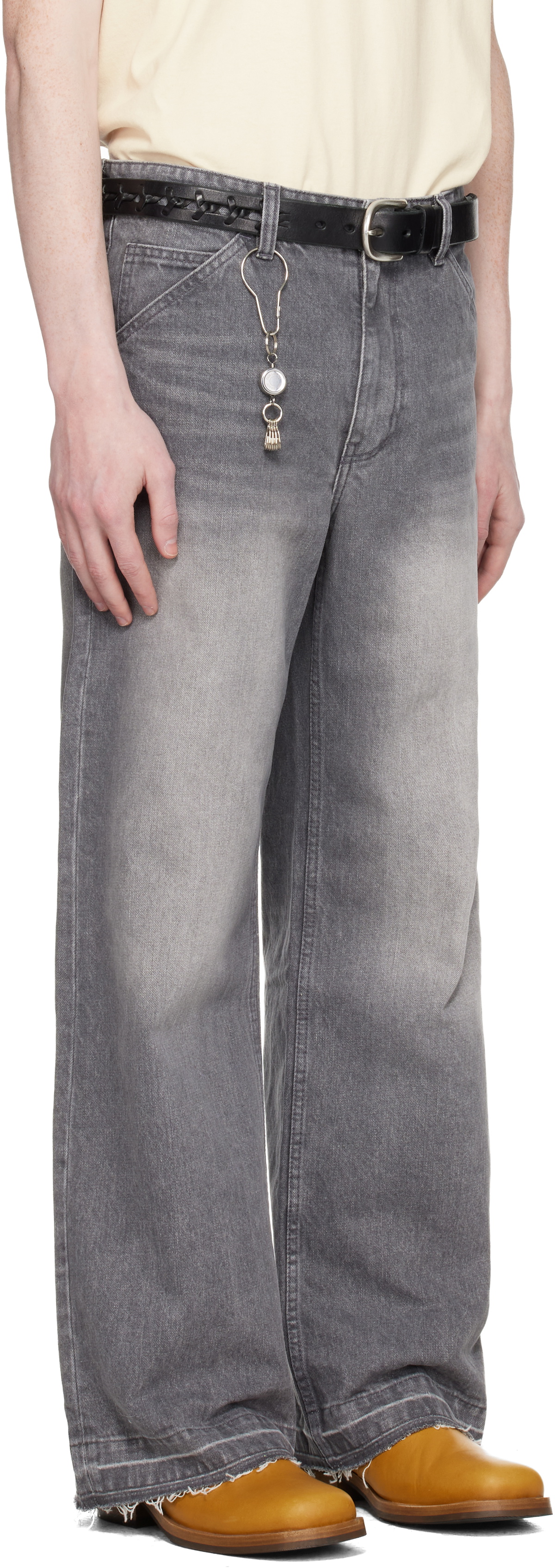 COOR Gray Cut-Off Semi Flare Jeans