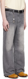 COOR Gray Cut-Off Semi Flare Jeans