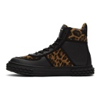 Giuseppe Zanotti Brown and Black Leopard Blabber High-Top Sneakers