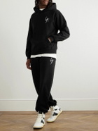 Local Authority LA - LA Slash Logo-Embroidered Cotton-Jersey Hoodie - Black