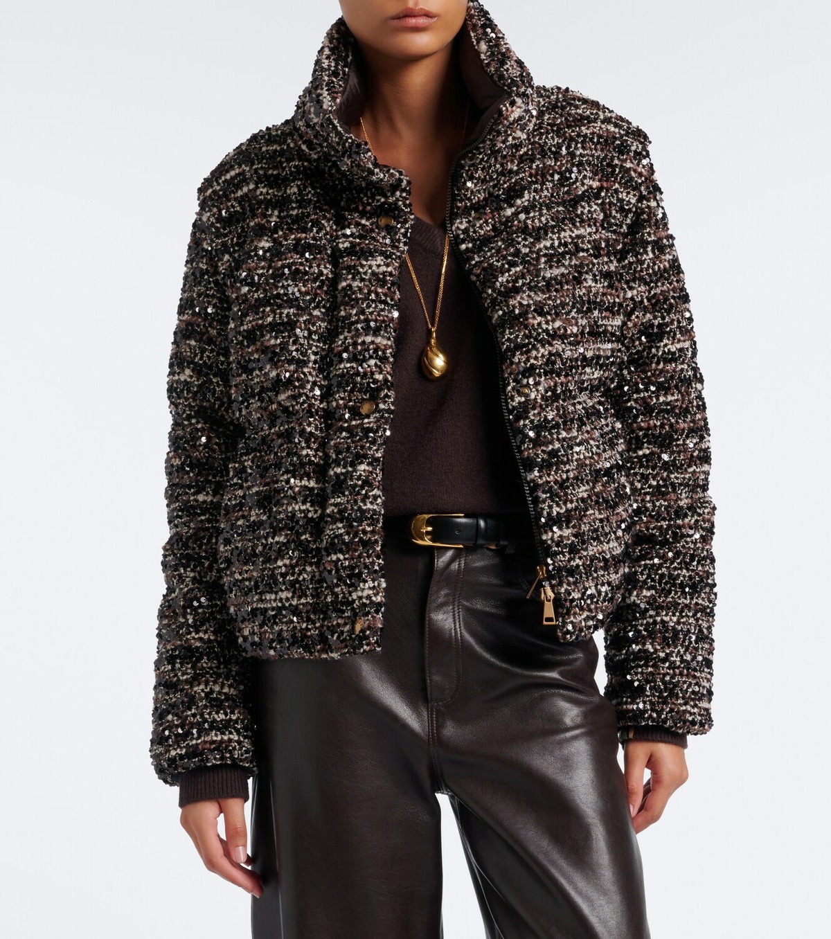 Moncler Poetique sequined bouclé down jacket