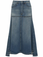 VICTORIA BECKHAM - Fit & Flare Patched Denim Midi Skirt