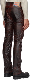 Diesel Burgundy P-Revol Faux-Leather Trousers