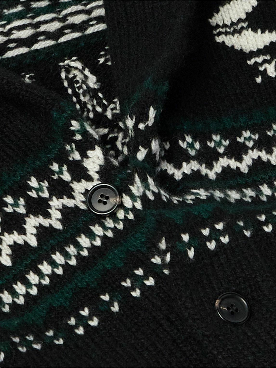 Ralph Lauren Purple label - Shawl-Collar Belted Jacquard-Knit Cashmere Cardigan - Black
