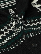 Ralph Lauren Purple label - Shawl-Collar Belted Jacquard-Knit Cashmere Cardigan - Black