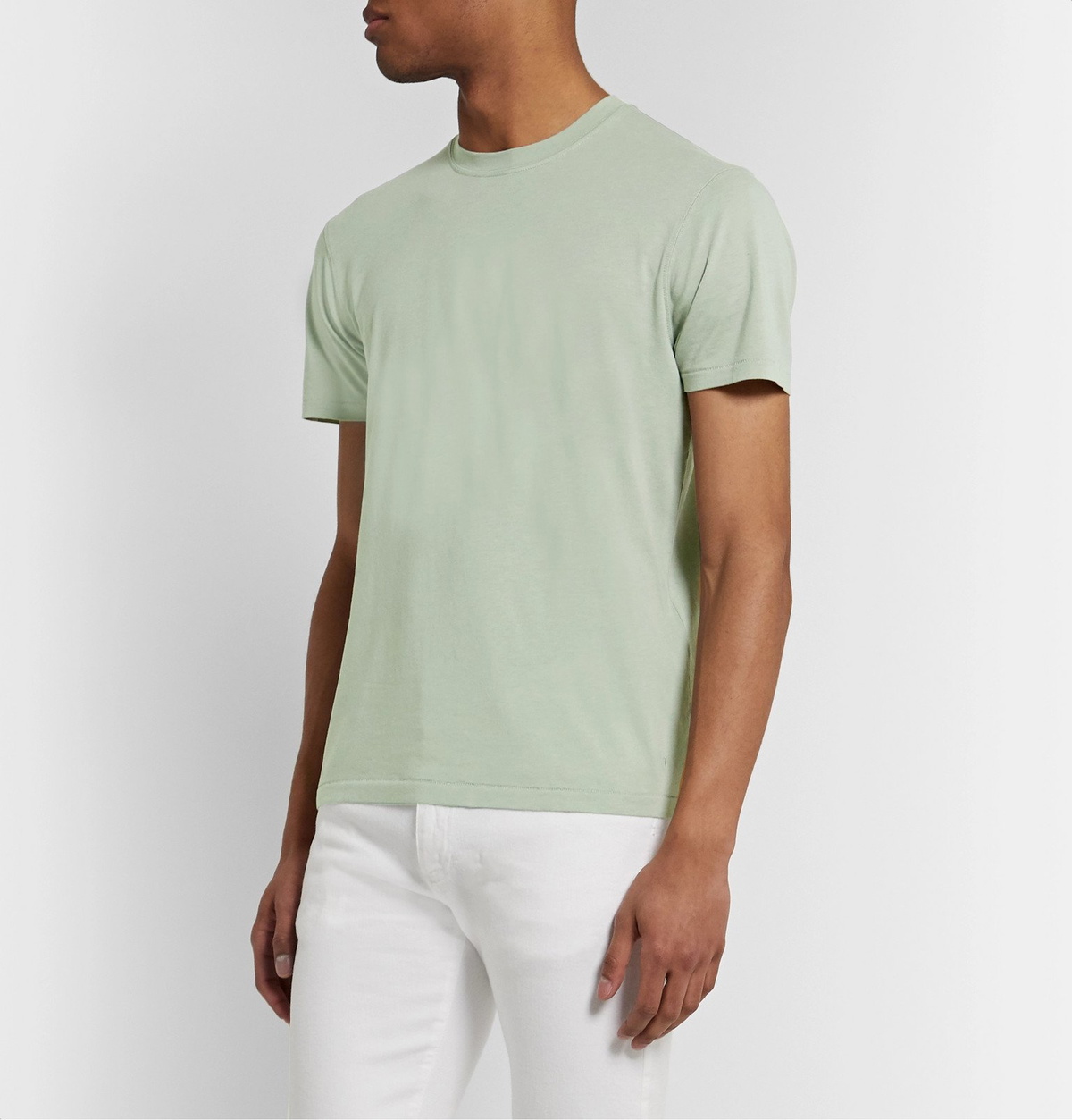 TOM FORD - Logo-Embroidered Lyocell and Cotton-Blend Jersey T-Shirt - White TOM  FORD