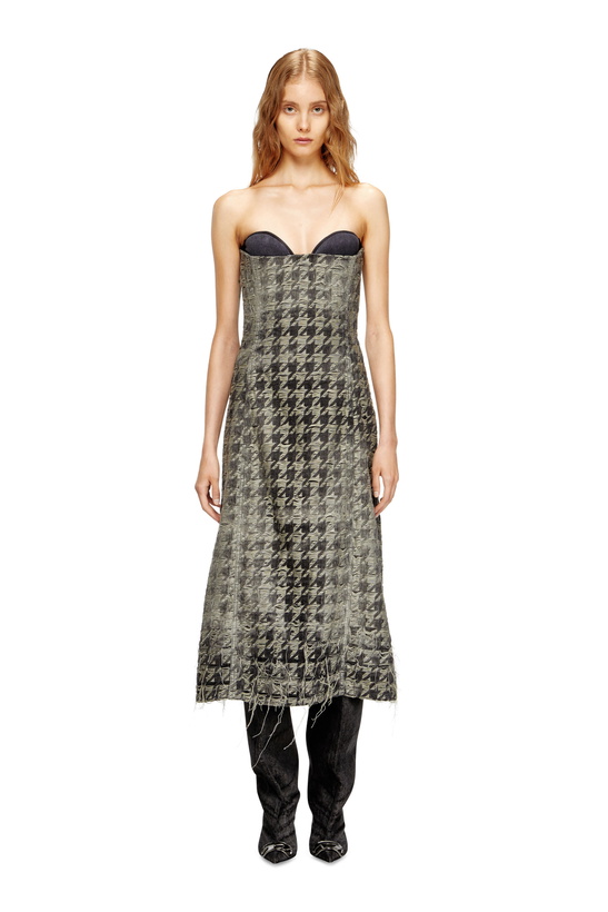 Photo: Diesel Midi dress in houndstooth-weave denim - Dresses Womens in Multicolor