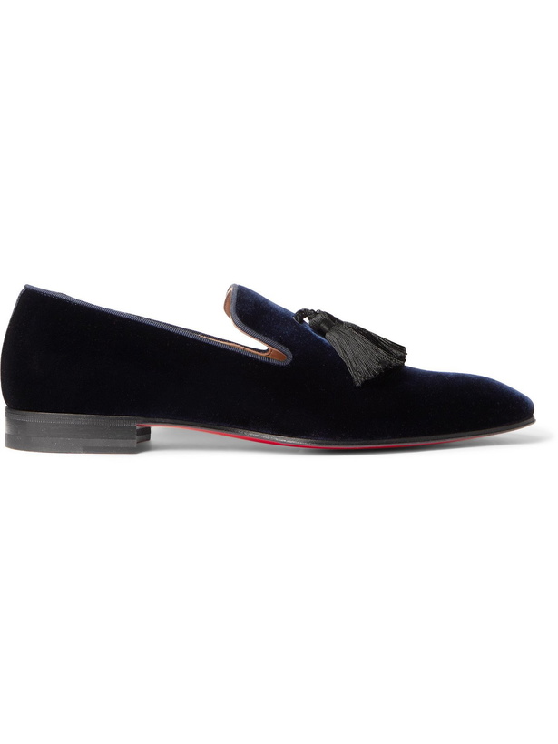 Photo: CHRISTIAN LOUBOUTIN - Officialito Velvet Tasselled Loafers - Blue - EU 40