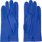 AMI Paris Blue Grained Leather Gloves