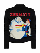 MC2 Saint Barth Crewneck Sweater New Queen With Zermatt Postcard Jacquard