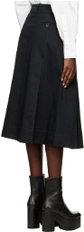 Recto Black Pleated Midi Skirt