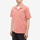 Universal Works Men's Summer Check Road Shirt in Orange