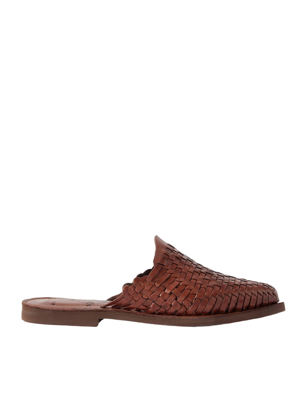 Photo: Yuketen - Polanco Woven Leather Mules - Brown