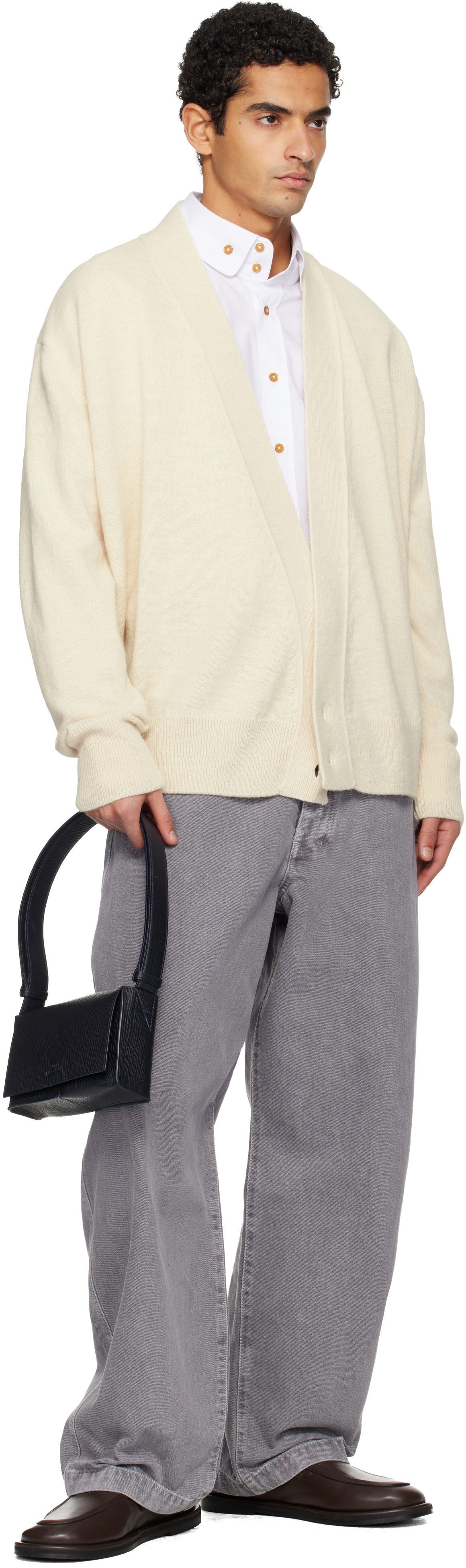 Studio Nicholson Navy Meshi Mini Leather Bag