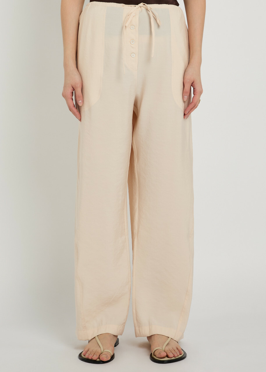 Studio Nicholson Drawstring Straight-leg Modal-blend Trousers Beige