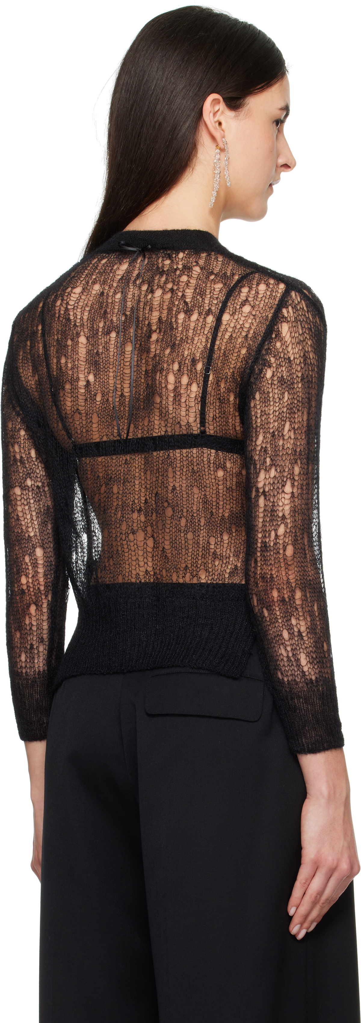 Simone Rocha Black Cropped Long Sleeve Cardigan Simone Rocha
