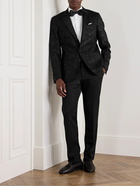 Etro - Slim-Fit Silk-Blend Trimmed Stretch-Wool Twill Tuxedo Trousers - Black