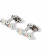 Paul Smith - Logo-Engraved Silver-Tone and Enamel Cufflinks