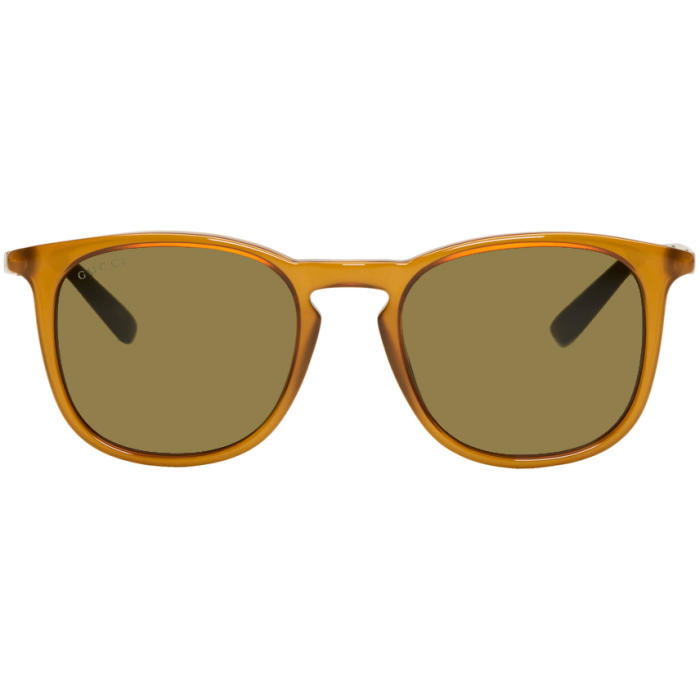 Photo: Gucci Tan Sensual Romanticism Retro Web Sunglasses