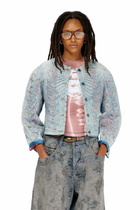 Diesel Jacket in microstone devoré denim - Denim Jackets Womens in Blue