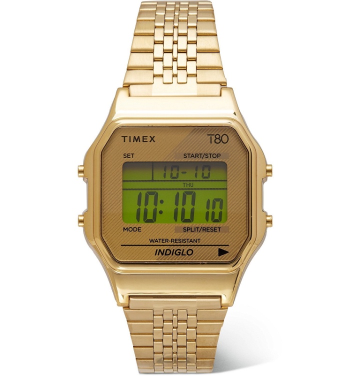 Photo: Timex - T80 34mm Gold-Tone Stainless Steel Digital Watch - Gold