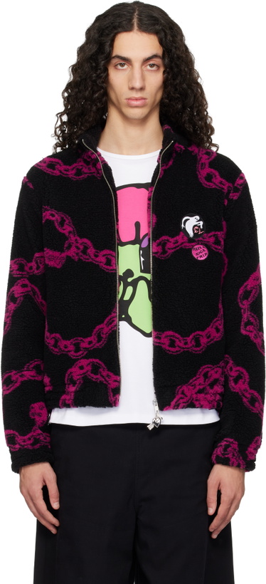 Photo: Chopova Lowena Black & Purple Charm Party Fitted Fleece Jacket