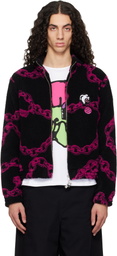 Chopova Lowena Black & Purple Charm Party Fitted Fleece Jacket