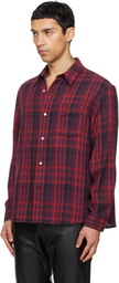 TONYWACK Red Washed Cotton Blend Check Shirt