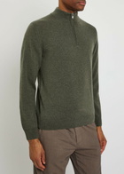 Sunspel Half-zip Cashmere Jumper Khaki