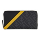 Fendi Black and Yellow Forever Fendi Zip Continental Wallet