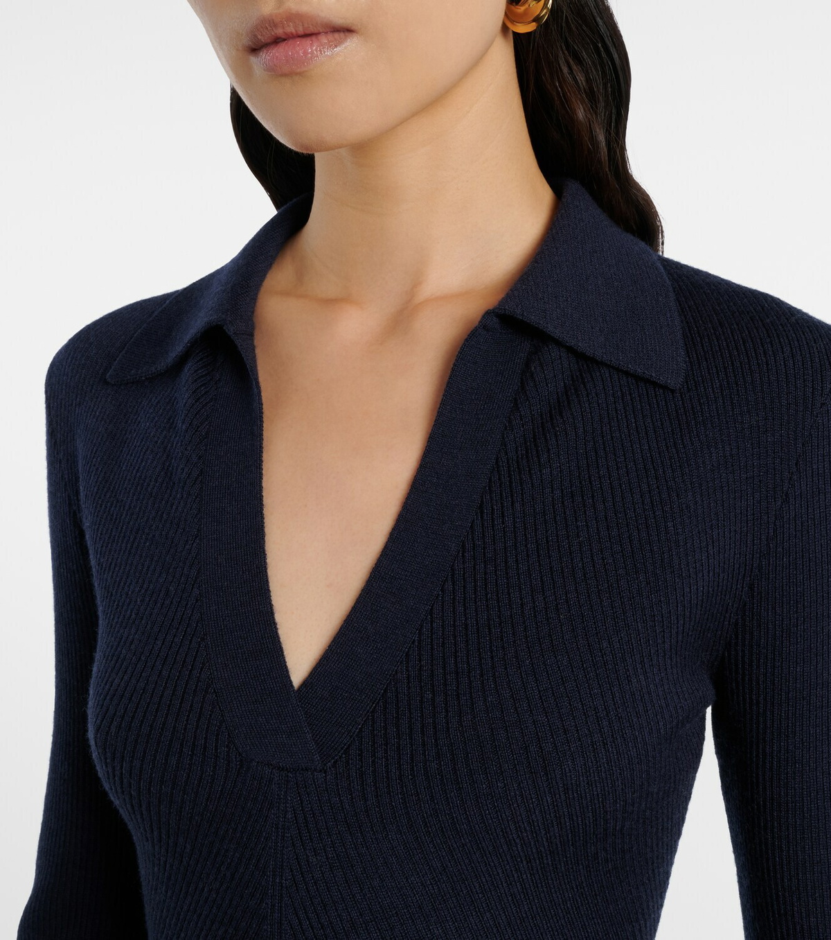 Emilia Wickstead Austin ribbed-knit wool polo sweater