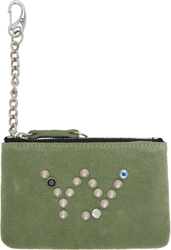 Photo: OPEN YY Khaki Yy Suede Stud Chain Wallet