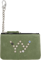 OPEN YY Khaki Yy Suede Stud Chain Wallet