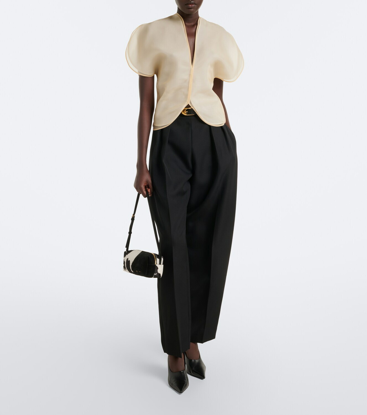 Khaite Kye Small paneled calf hair shoulder bag